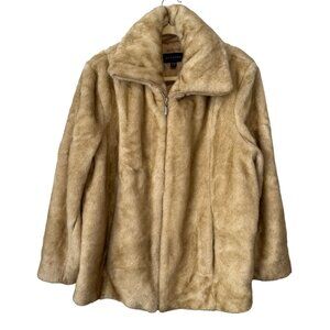 Braetan Womens Faux Fur Jacket Beige Size 18/20 With Full Zip Front Lined